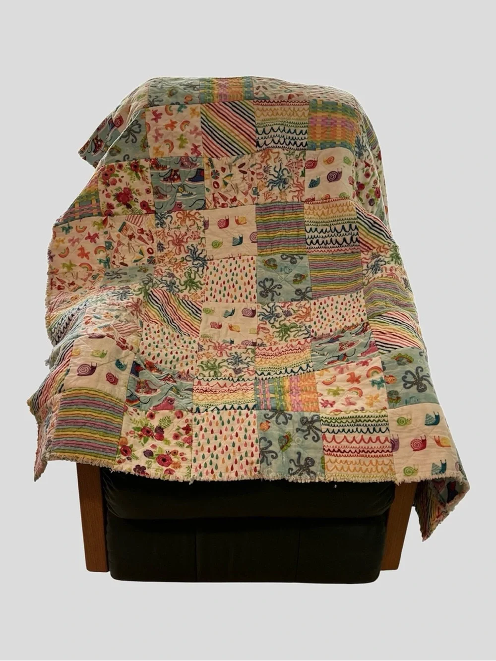 Handcrafted Rag Quilt Cotton Throw in Multicolor